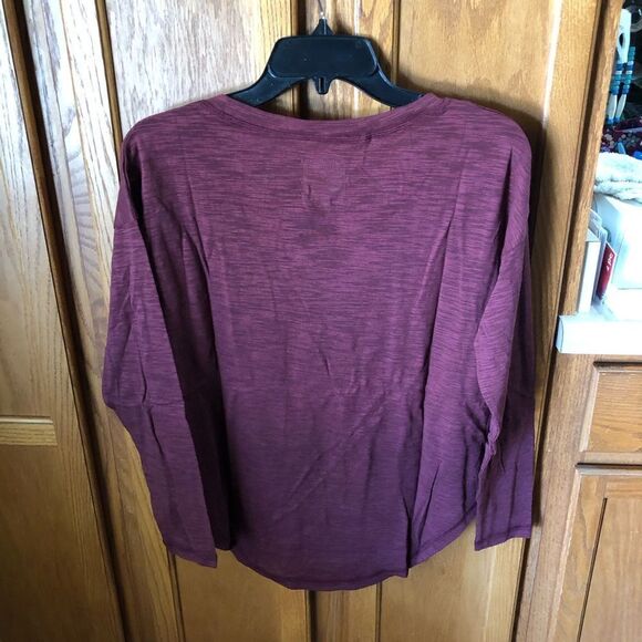 NWT Chaser Maroon Heather Slub Long Sleeve Top - S - Picture 8 of 11